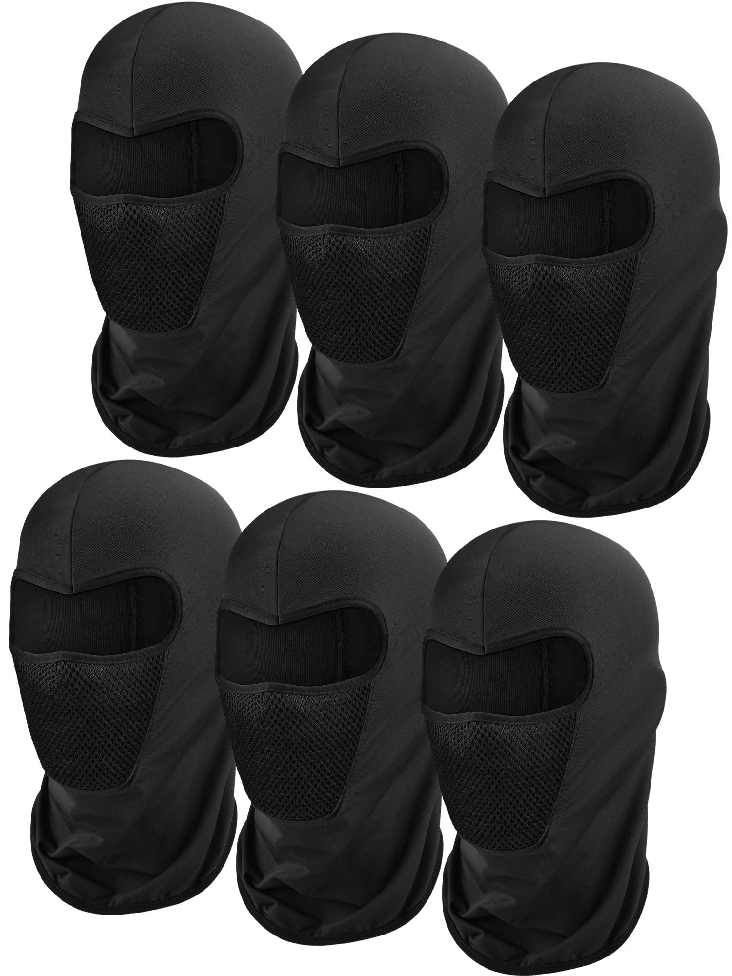 6 Pieces Balaclava Face Mask Motorcycle Mask Windproof Camouflage Fishing Cap Face Cover For Sun Dust Protection (Black)